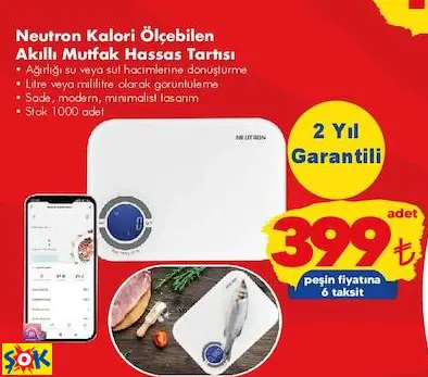 NEUTRON KALORİ ÖLÇEBİLEN AKILLI MUTFAK HASSAS TARTISI